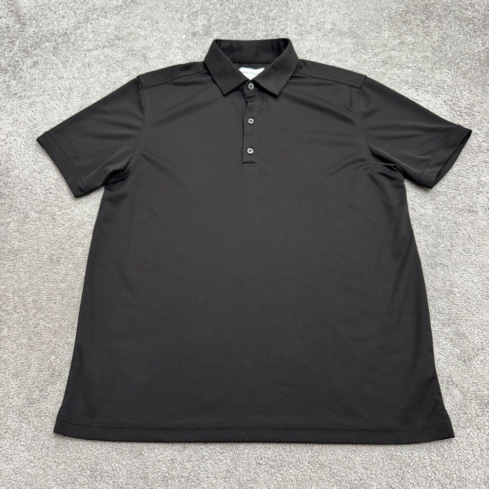 Ministry of Supply Apollo Polo Shirt Mens Large Black PCM Infused Tech Golf Top